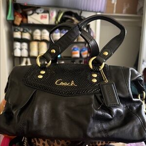Coach Black Leather Satchel with Gold Hardware